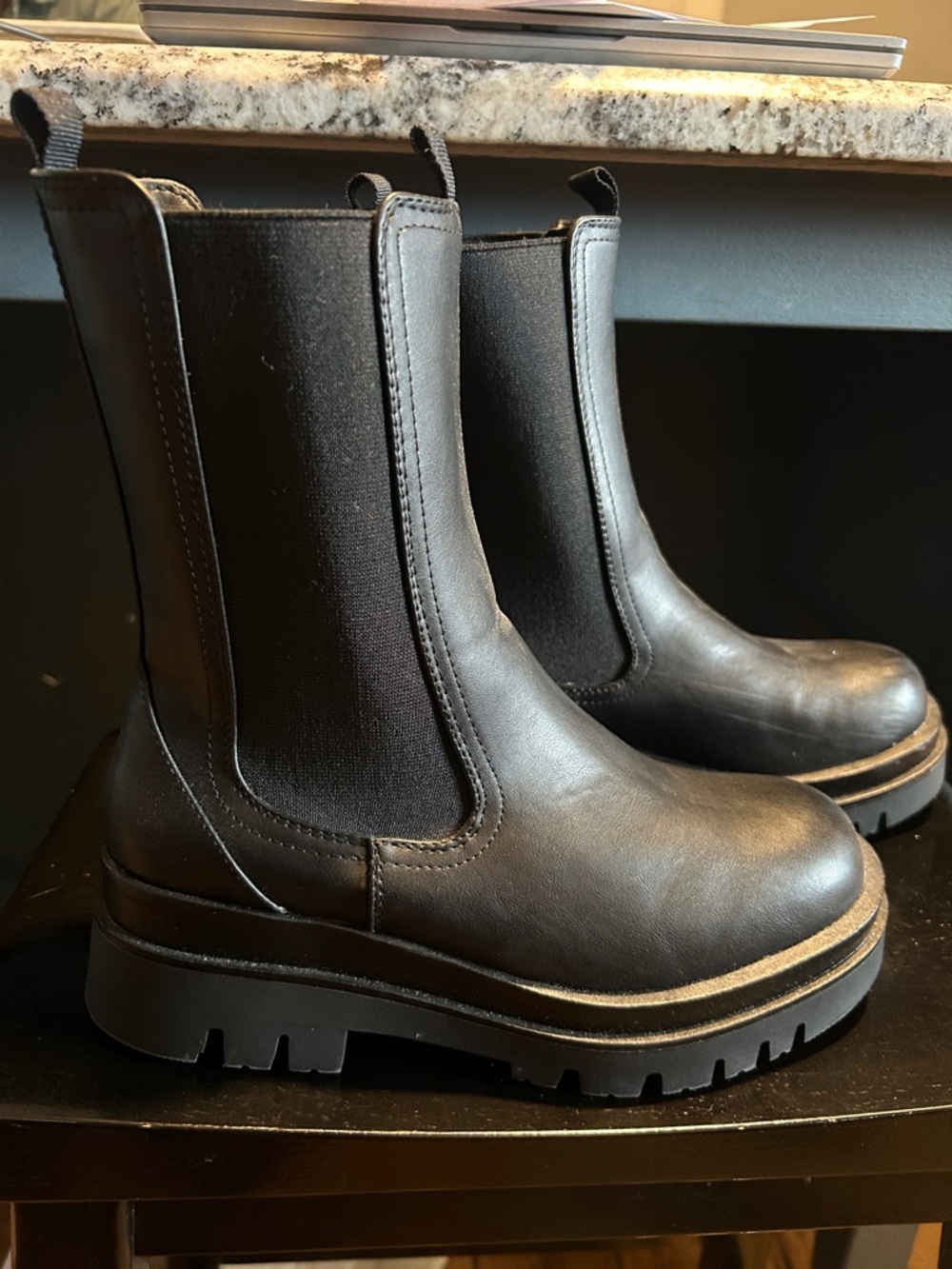 Black Chelsea Lug Sole Boots